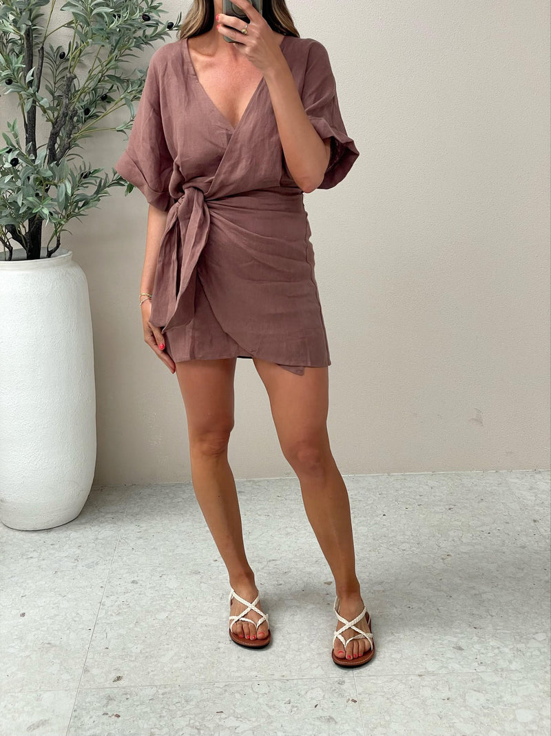 Vortex Linen Dress - CHOC