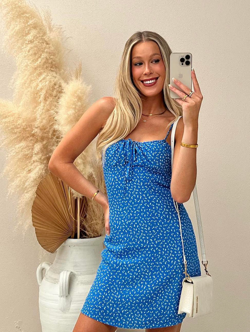Polly Mini Slip Dress - Blue