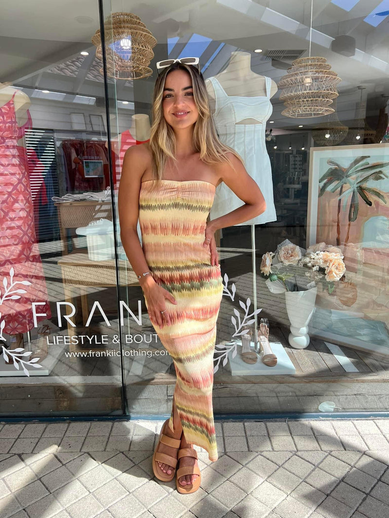 The Akira Strapless Dress - Calypso