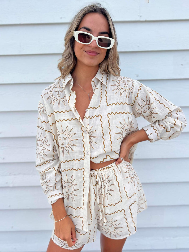 Sun Border Short Set - Natural