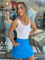 The Sibyl Linen Wrap Skirt - Azure