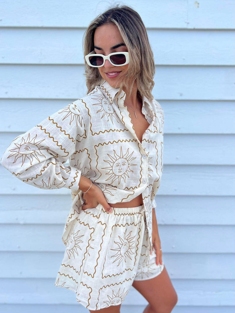 Sun Border Short Set - Natural