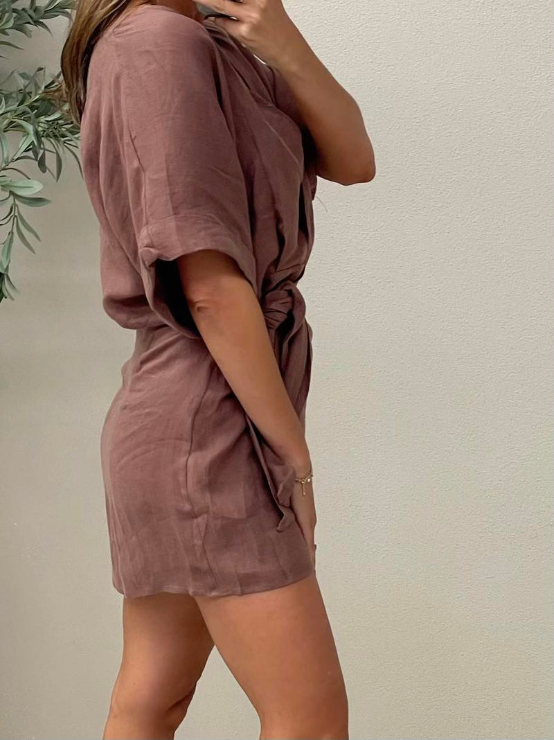 Vortex Linen Dress - CHOC