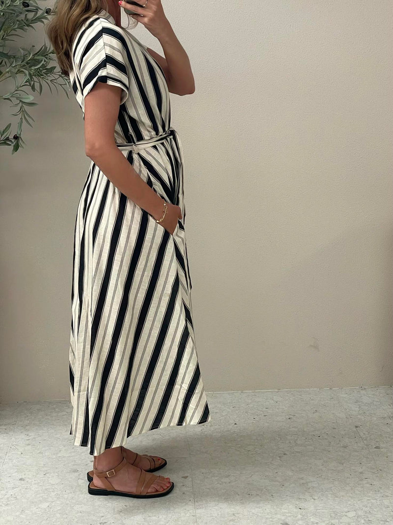 Raye Striped Linen Midi