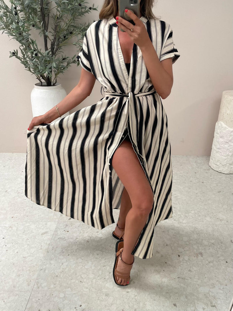 Raye Striped Linen Midi