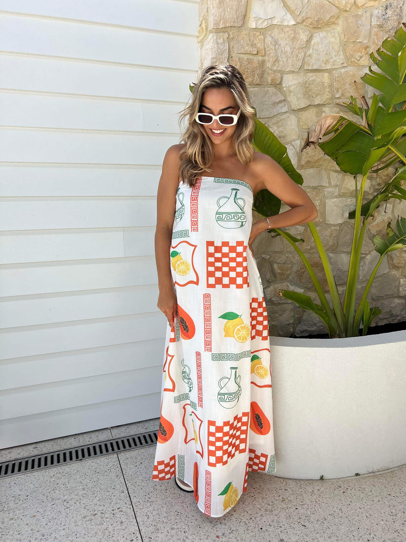 Check lemon Maxi dress