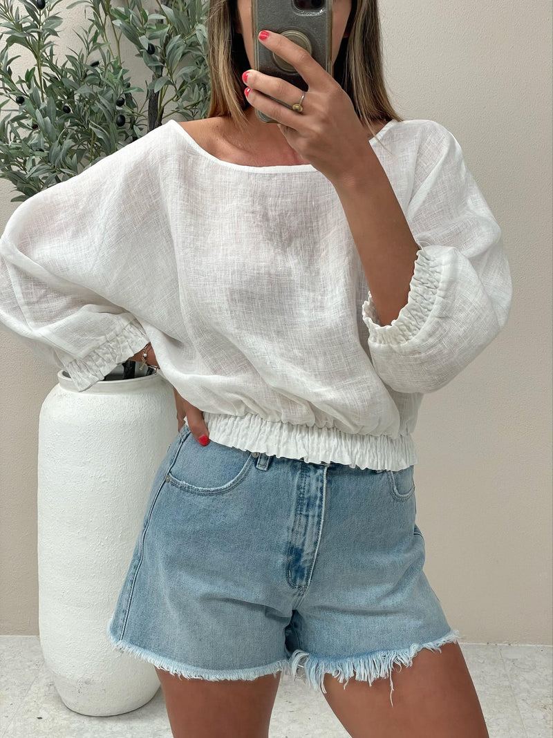 Zoli Linen Top - White