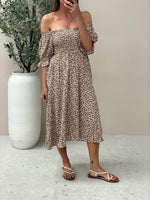 Mango Midi Dress - Tan Floral