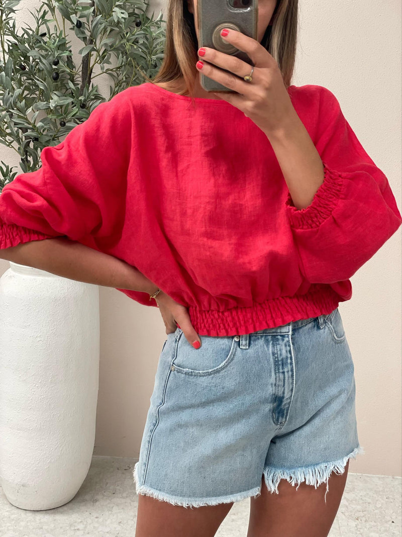 Zoli Linen Top - Red