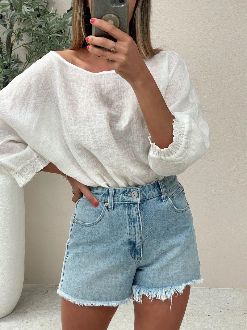 Zoli Linen Top - White