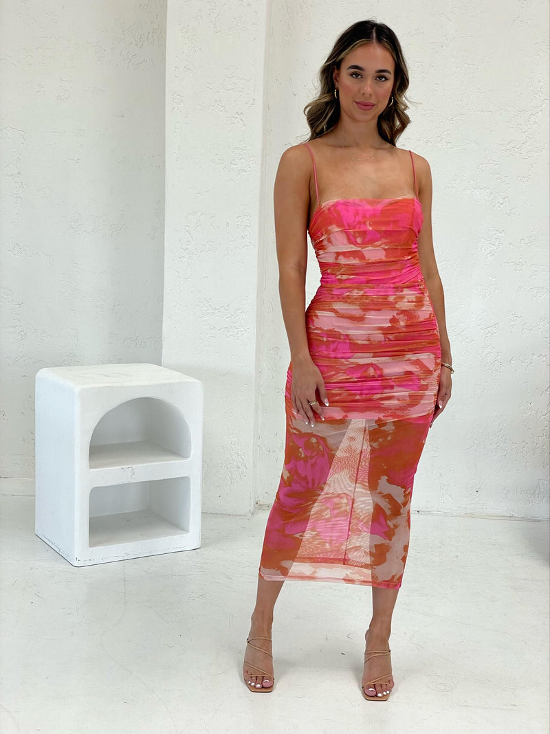 Printed Mesh Midi