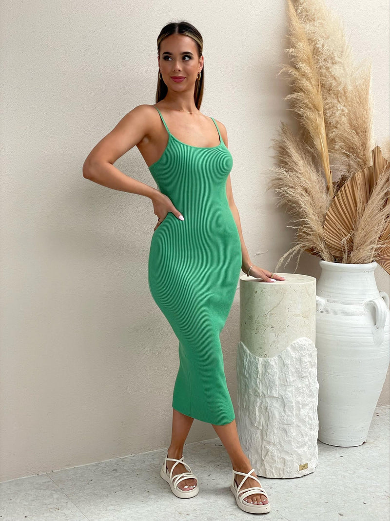Greta Knit Midi Dress - Light Green