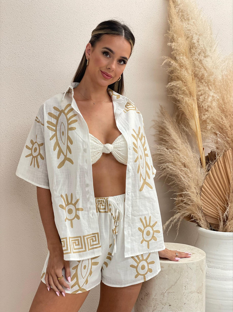 Aztec Greek Set - Tan