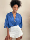 Jemma Linen Blouse - Blue