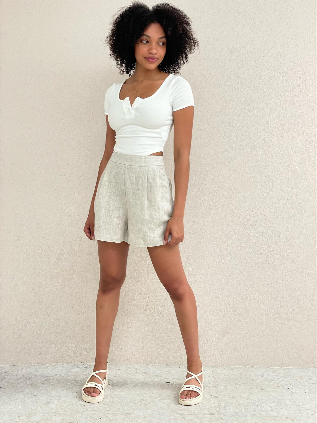 Flip Linen Shorts - Sand
