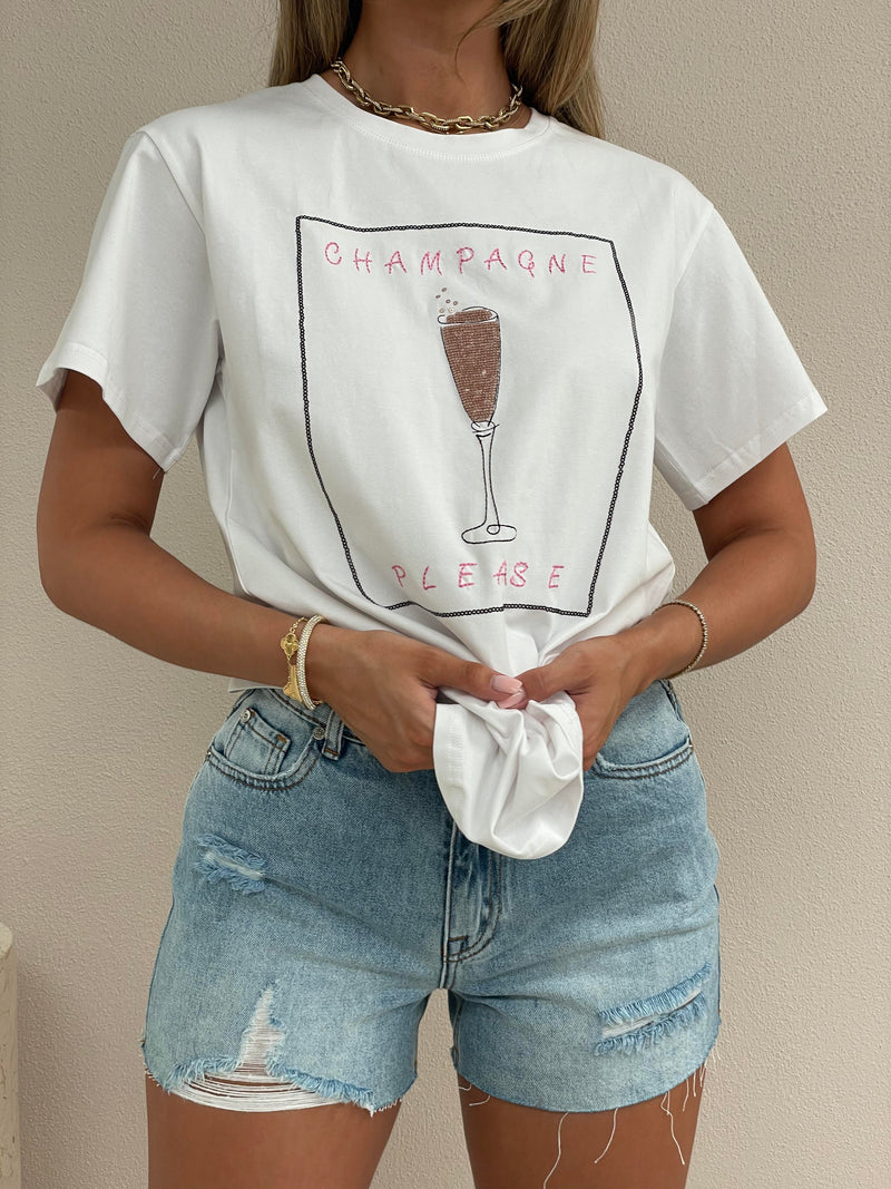 Cocktail Hour Tee- Champagne