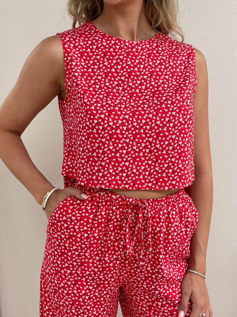 Chelsea Top - Red Floral
