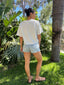 LOVE TOMATO BOXY CROP TEE - WHITE