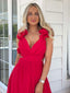 THE LACE UP BACK MAXI DRESS - RED