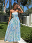 GARDENS STRAPLESS MAXI - BLUE
