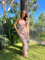 CALLISTA MAXI DRESS -BROWN WITH WHITE FLORAL