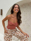 STRAPLESS RIBBED TOP - RUST