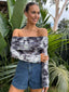 SWIRL OFF SHOULDER-  CHARCOAL