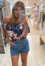 STILLA OFF SHOULDER TOP - STEEL FLORAL