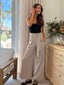 PAPER BAG WAIST WIDE LEG  - TAUPE