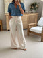 SABINE WIDE LEG PANT - CREAM