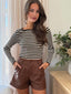 BILLY FAUX LEATHER SHORT- CHOCOLATE