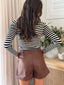 BILLY FAUX LEATHER SHORT- CHOCOLATE
