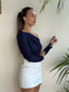 TWO WAY WEAR JERSEY TOP - NAVY