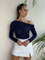 TWO WAY WEAR JERSEY TOP - NAVY