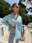 MAVIS STRIPE OVERSIZED SHIRT - BLUE