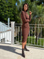 ALEXIS RUCHE MIDI DRESS- ESPRESSO