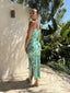 CALLISTA MAXI DRESS - BLUE GREEN FLORAL
