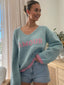 AMOUR V-NECK KNIT - BLUE AND PINK