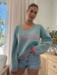 AMOUR V-NECK KNIT - BLUE AND PINK