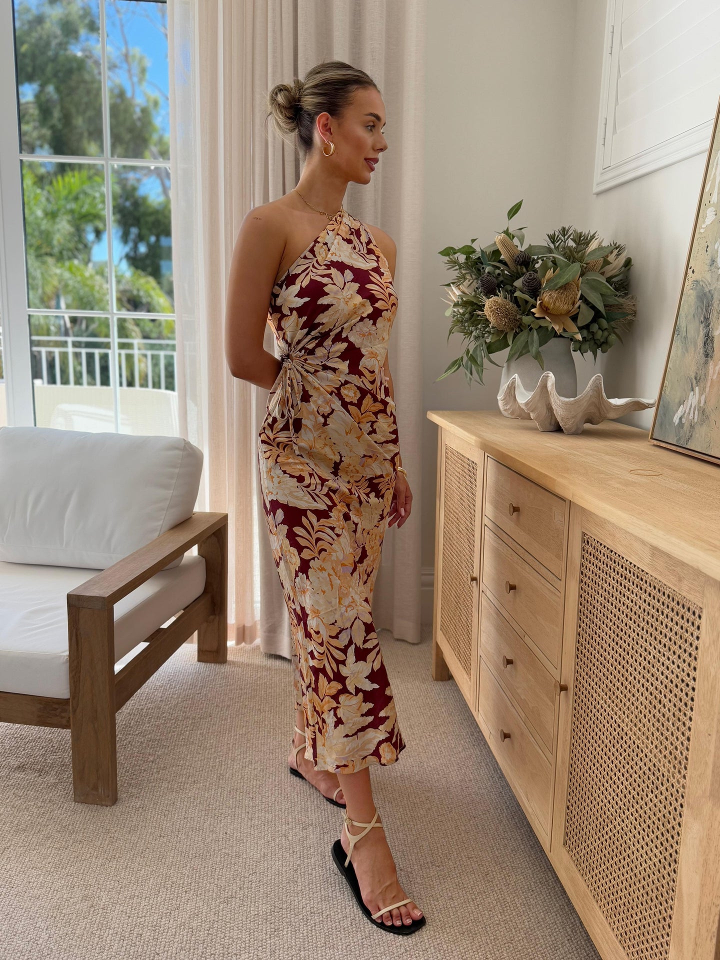 JARRAH DRESS - BURGUNDY FLORAL