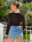 ALBA FINE KNIT TOP - BLACK