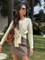 MISSY TIE FRONT KNIT CROP - CREAM