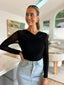 MEGHAN MESH TOP - BLACK