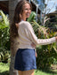 MISSY TIE FRONT KNIT CROP - BLUSH