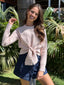 MISSY TIE FRONT KNIT CROP - BLUSH