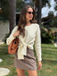 MISSY TIE FRONT KNIT CROP - CREAM