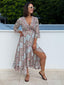 NIKITA WRAP DRESS - BLUE AND PINK