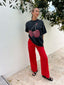 CHERRY BABY ACID WASH TEE - BLACK