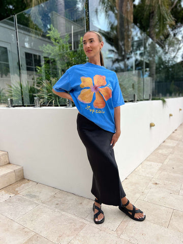 LE FLEUR TROPICAL OVERSIZED TEE - BLUE