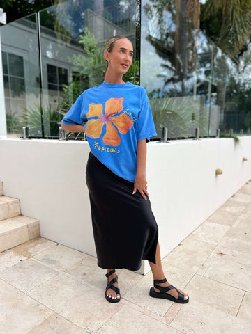 LE FLEUR TROPICAL OVERSIZED TEE - BLUE